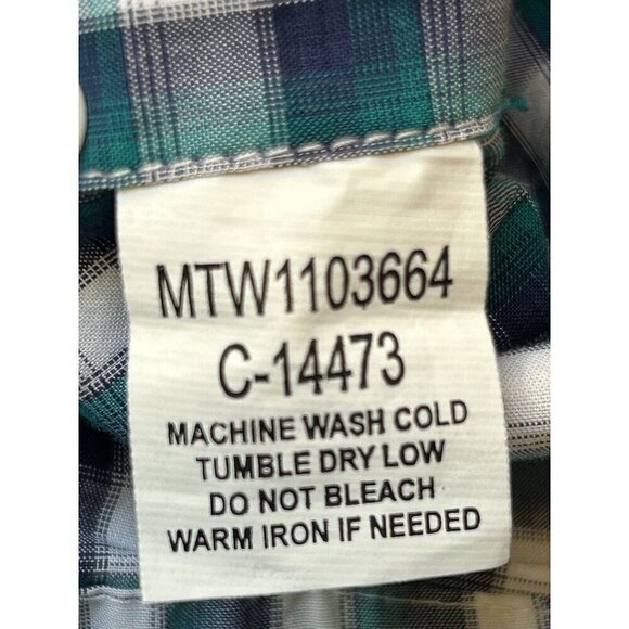 Cinch Shirt Mens Large Western Plaid Blue Check Teal Button Up Casual Work Rodeo - Picture 12 of 15